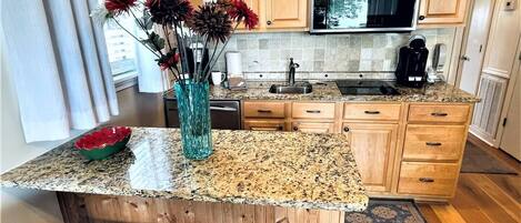 Fridge, microwave, dishwasher, coffee/tea maker