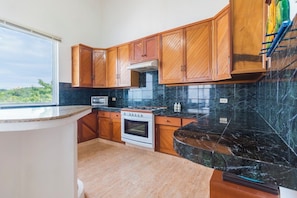Fridge, microwave, oven, coffee/tea maker