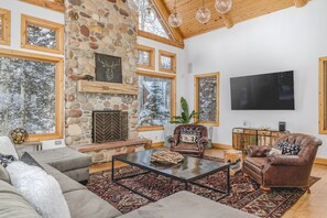 TV, fireplace, video games, books