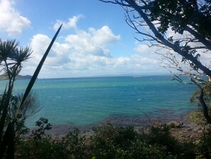 En la playa, camastros y toallas de playa 
