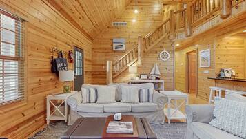 TV, fireplace, books