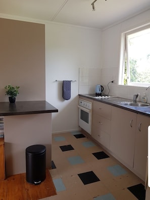 Fridge, microwave, oven, electric kettle