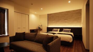 Design appartement, 2 slaapkamers, niet-roken | 2 slaapkamers, een bureau, een laptopwerkplek, verduisterende gordijnen