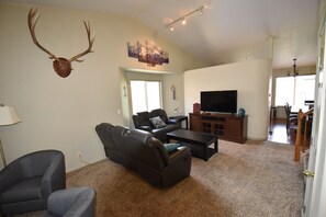 Smart TV, chimenea y reproductor de DVD 