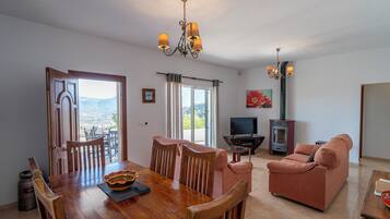 Télévision, cheminée, lecteur de DVD