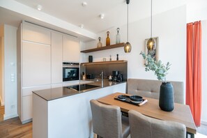 Fridge, microwave, oven, dishwasher