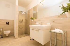 Dusche, Haartrockner, Handtücher