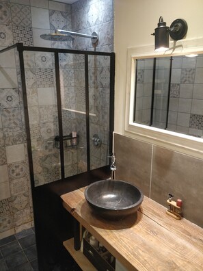 Bathtub, hair dryer, toilet paper