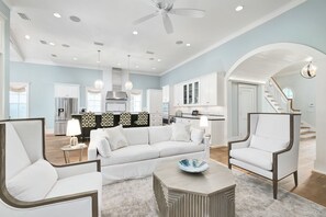 Smart TV, fireplace, DVD player, stereo