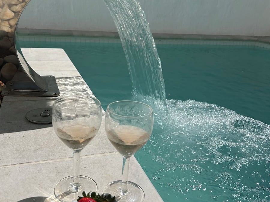 Seasonal outdoor pool, open 11:00 AM to 8:00 PM, sun loungers