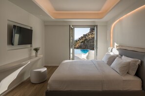 Superior Double Room, Private Pool, Sea View | In-room safe, soundproofing, free WiFi, bed sheets - Arocaria (Mykonos)