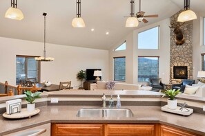 TV, fireplace, offices