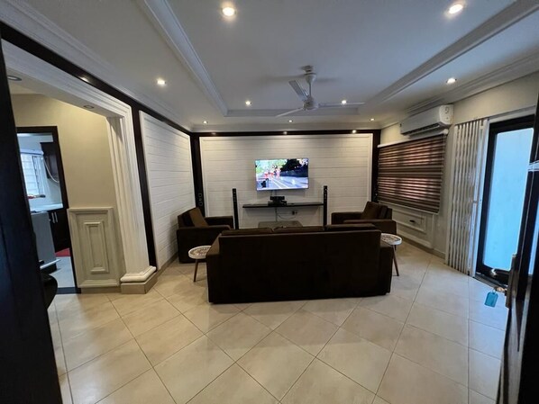 TV, DVD player, stereo