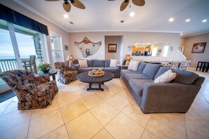 Smart TV, fireplace, DVD player, books