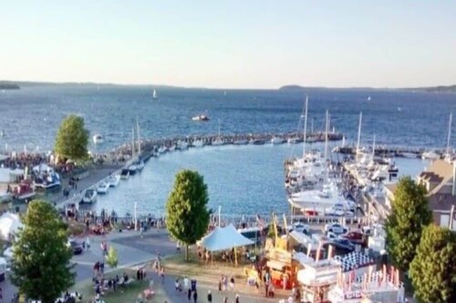 Downtown Traverse City condo with view of West  Bay.