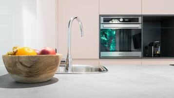 Fridge, microwave, oven, dishwasher