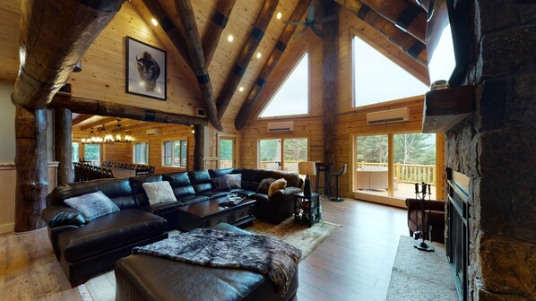 Smart TV, fireplace, video games, DVD player