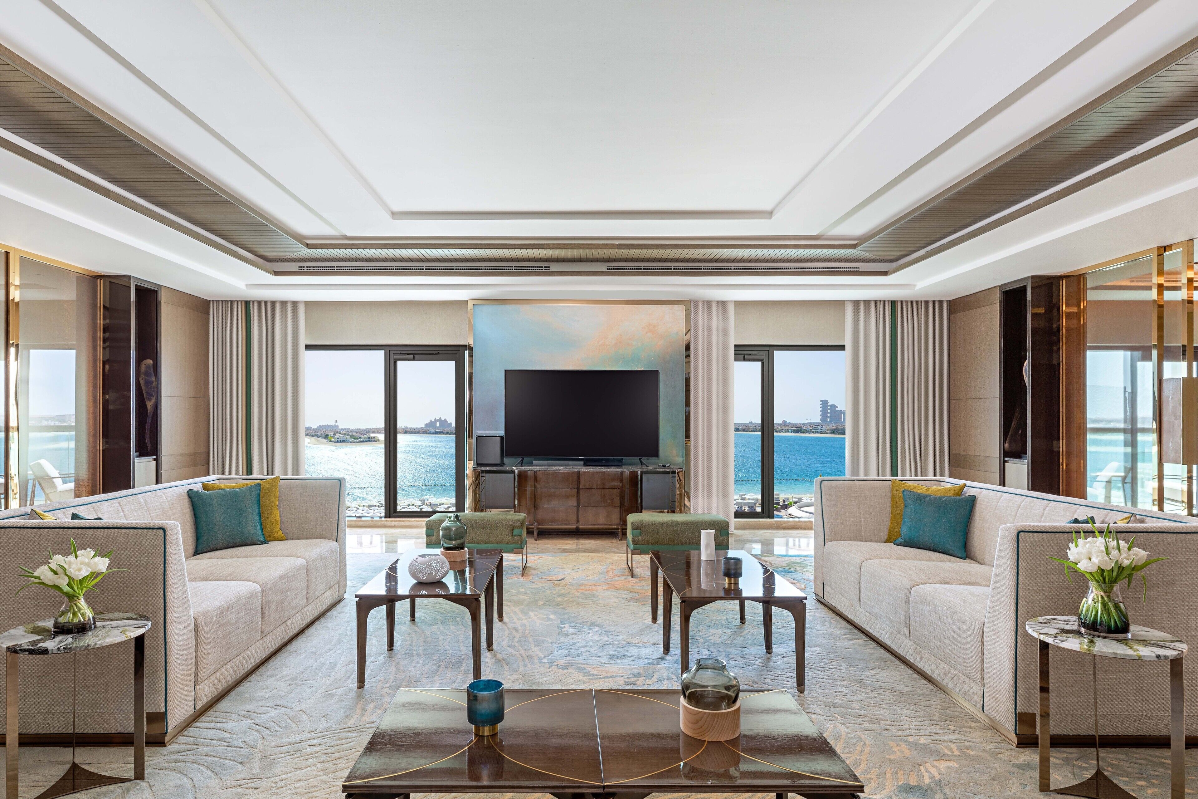 Presidential Suite Four Bedroom Sea View with Club Lounge Access | Living area | 50-inch Smart TV with cable channels, TV