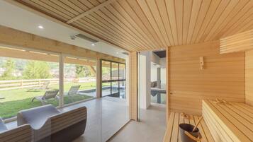 Sauna, hot tub, steam room