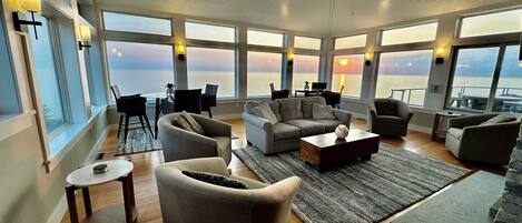 Smart TV, fireplace, video games, table football