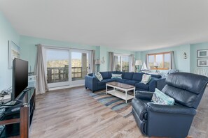 TV, DVD player, video library