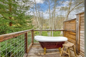 Property grounds - Riverfront cottage w/ hot tub, lush gardens, privacy & river access, pets ok! (Duncans Mills)