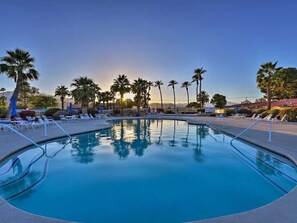 Outdoor pool, a heated pool - 2BD Private Golf Oasis Steps to Festivals, Pools, Tennis, Bocce, Fitness & More! (Indio)