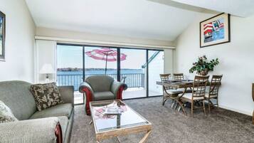 TV, lareira, DVD player, livros