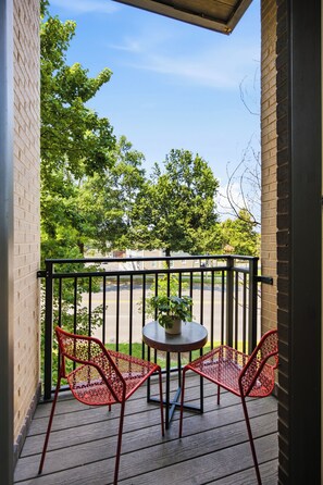 Private patio with seating for 2.