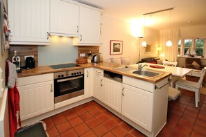 Fridge, oven, dishwasher, coffee/tea maker