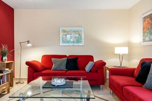 Télévision, cheminée, lecteur de DVD, chaîne hi-fi