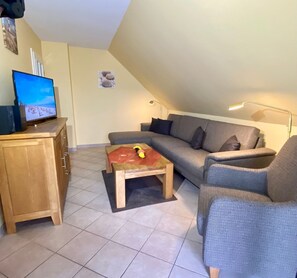 Télévision, table de tennis de table, chaîne hi-fi