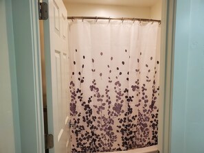 Ensemble douche/baignoire, sèche-cheveux, serviettes fournies, savon