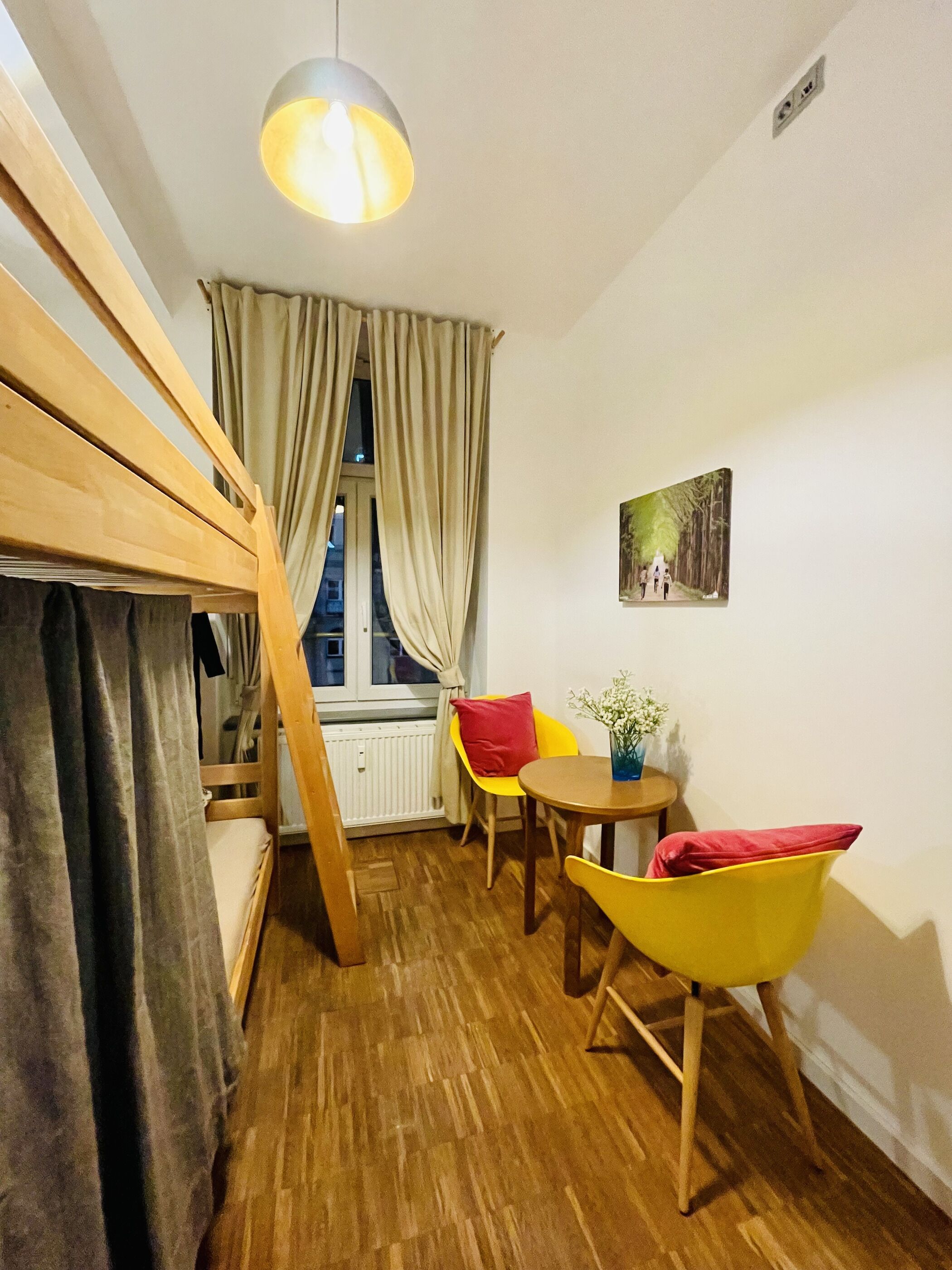 Memory-foam beds, desk, laptop workspace, blackout curtains