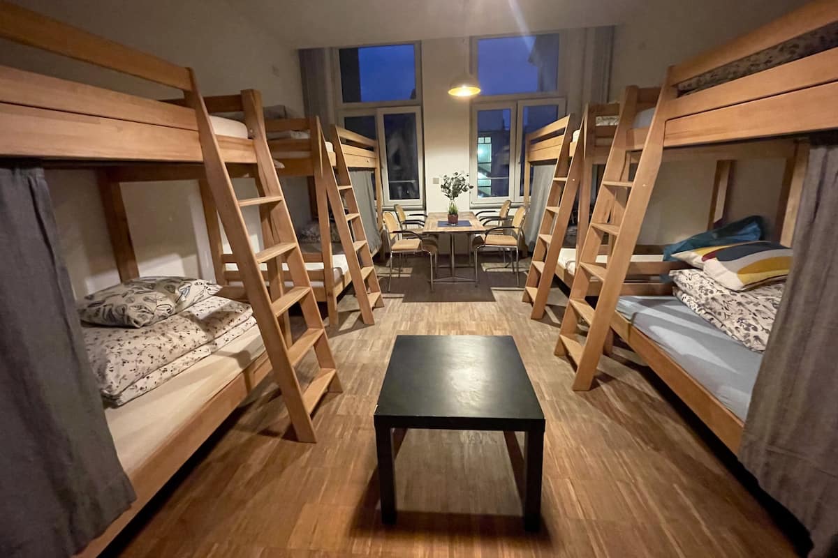 Memory-foam beds, desk, laptop workspace, blackout curtains