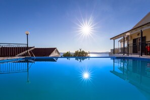 Outdoor pool, pool loungers