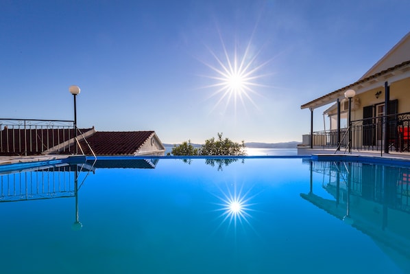 Outdoor pool, pool loungers