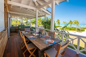 Outdoor dining - O'Sea Beach House -Luxury Beachfront home with your very own private dock... (Exuma)