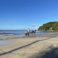 On the beach, white sand, 3 beach bars