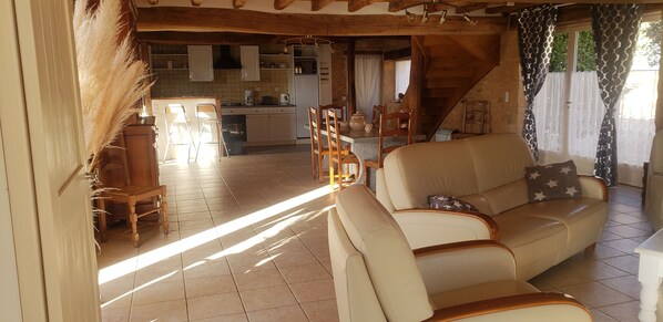 TV connectée, cheminée, baby-foot, table de tennis de table