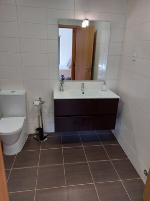 Combined shower/bathtub, free toiletries, hair dryer, towels