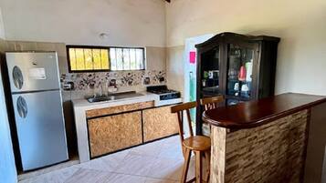 Fridge, toaster, blender, coffee grinder