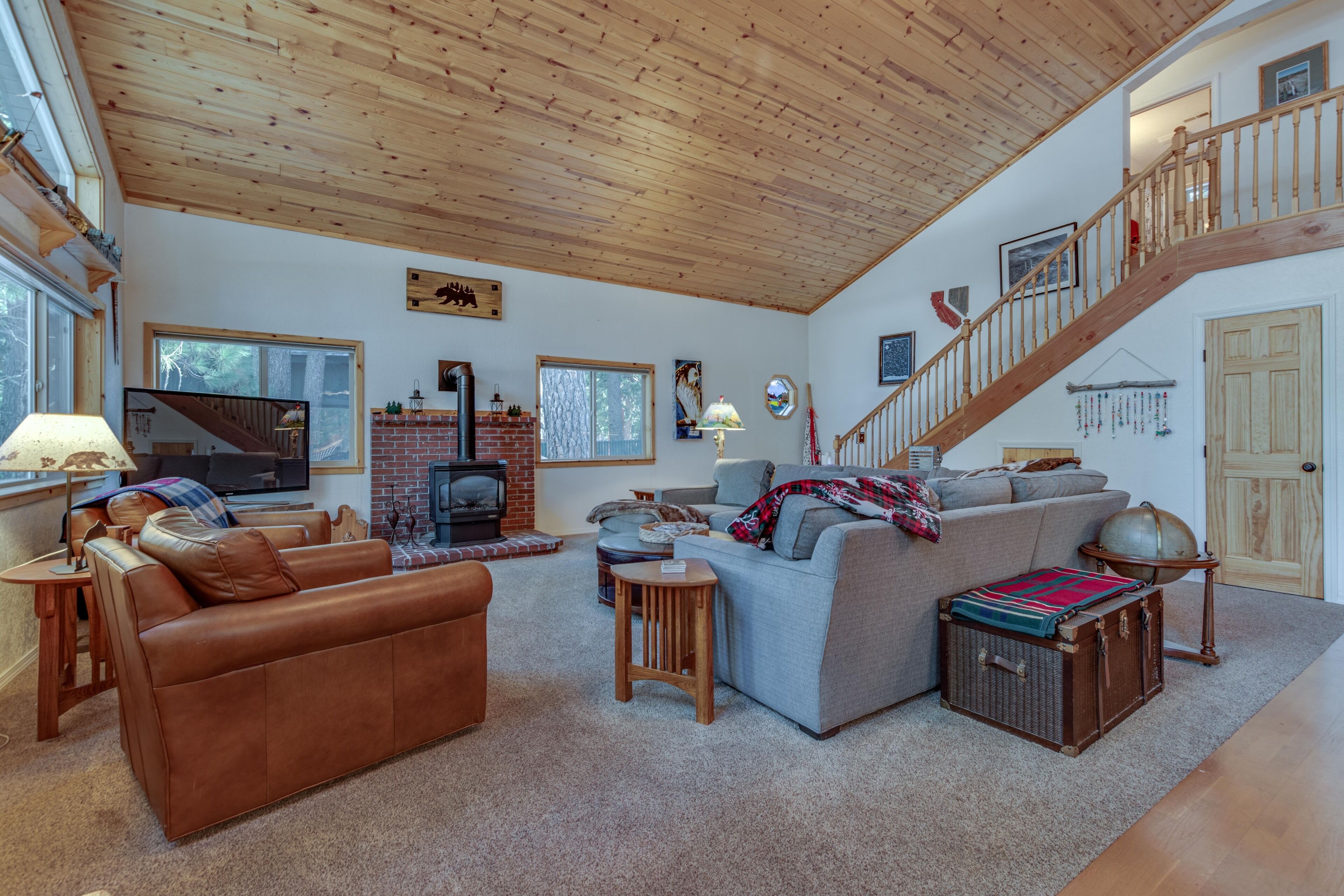 TV, fireplace, DVD player, books