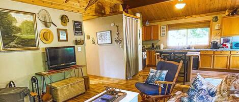 Smart TV, DVD player, books, computer monitors