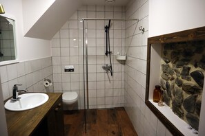 Ducha, secador de pelo, bidé y toallas