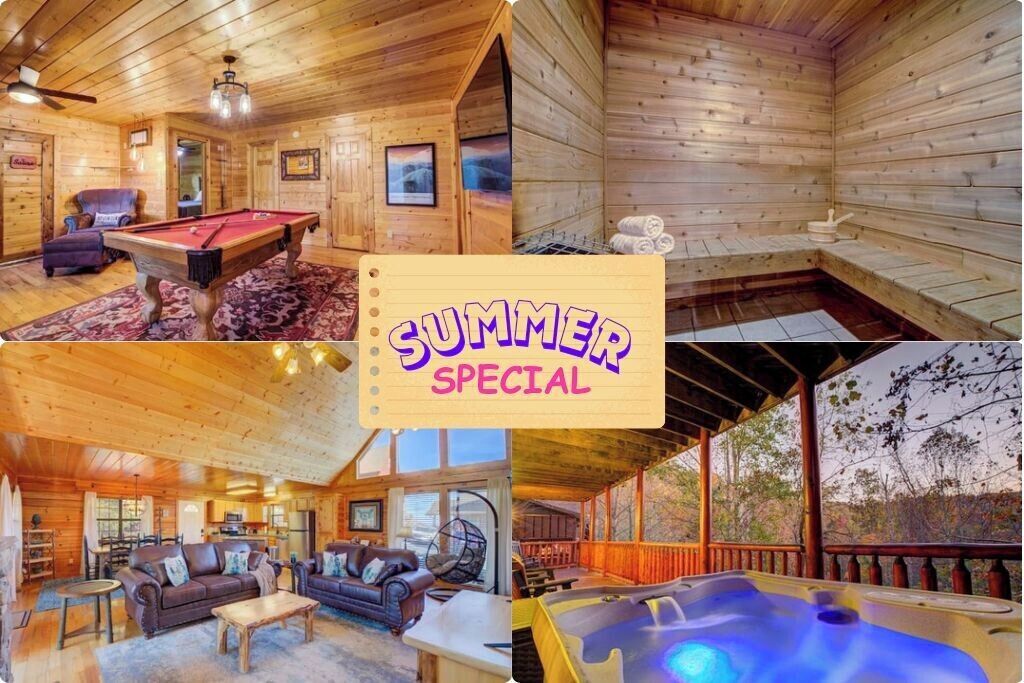 ☀️SUMMER SPECIALS!☀️Hot Tub🌊 Private Sauna🔥Game Rm🎱 Dollywood🎢 Resort Pool 