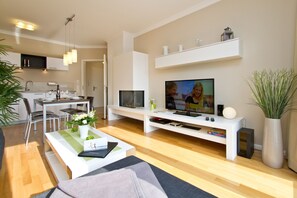 TV, fireplace