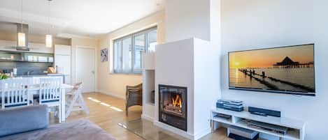 Fernseher, Kamin