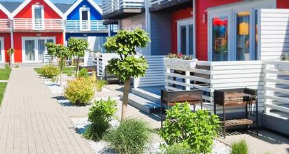 Two-story houses with terraces, pool, playground