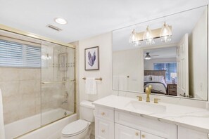 Shower, hair dryer, towels, soap - Steps to the beach with heated pool in Old Naples, FL! (Naples)